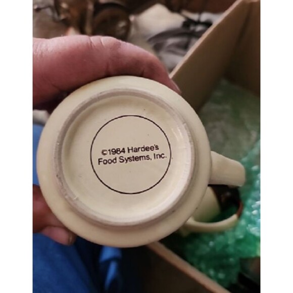 Vintage Hardees Rise & Shine Stoneware Coffee Mug Brown Drip Diner Restaurant - Picture 3 of 4